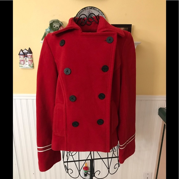 Nautica Jackets & Blazers - Nautica Red Wool Blend Pea Coat Sz. med dry clean